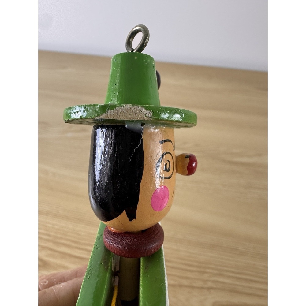 Vintage German Wooden Jumping Jack Pull String Puppet Ornament Folk Art 8" - Picture 6 of 11